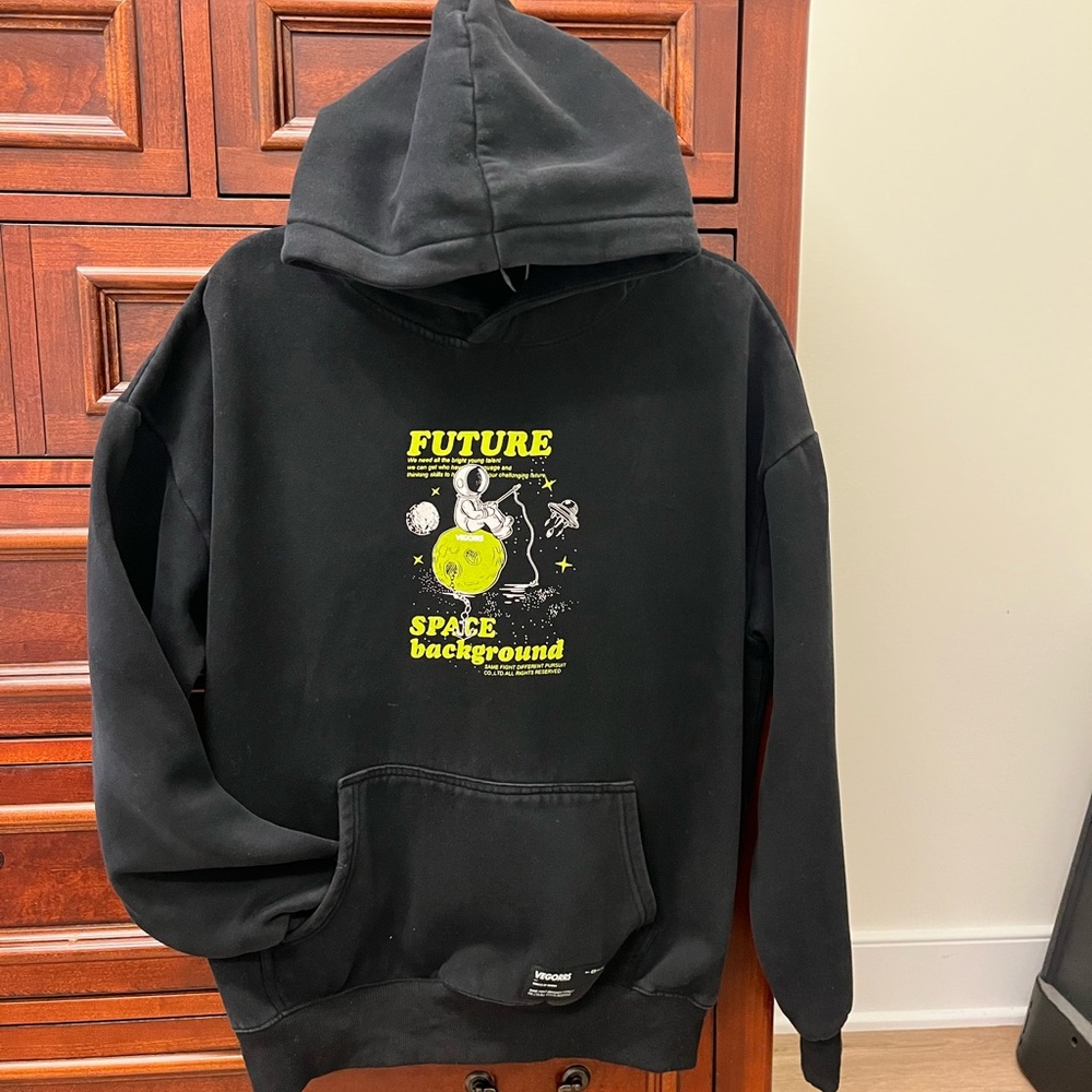 Black Future Space Background Hoodie